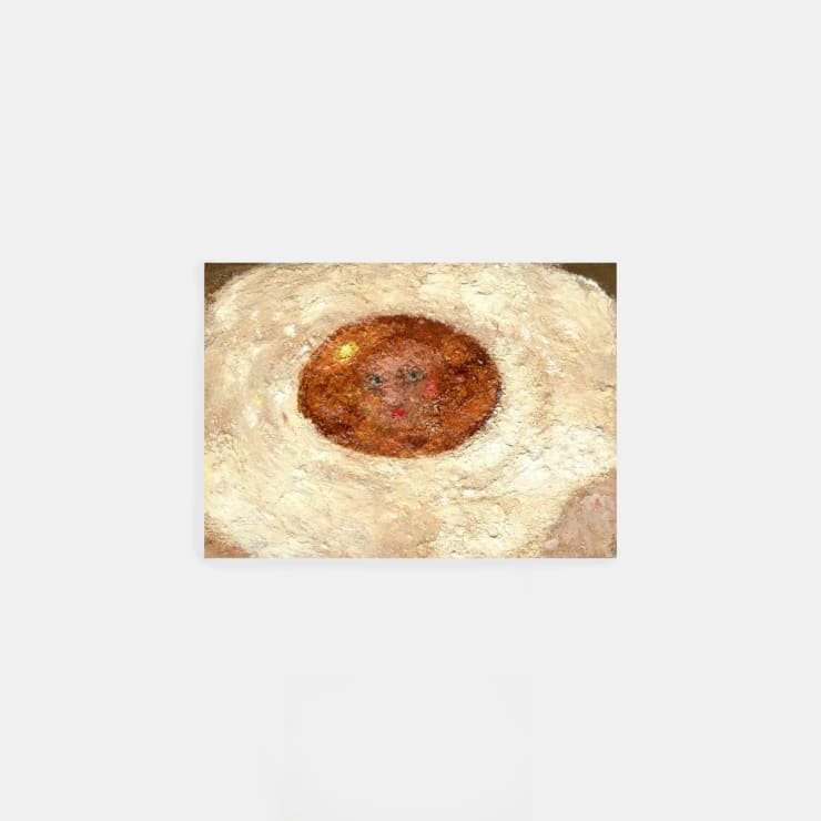 Plum Cloutman Yolk Reflection, 2022 Pastel, watercolour pencil and oil on paper mounted on board 4.9 x 6.8 cm