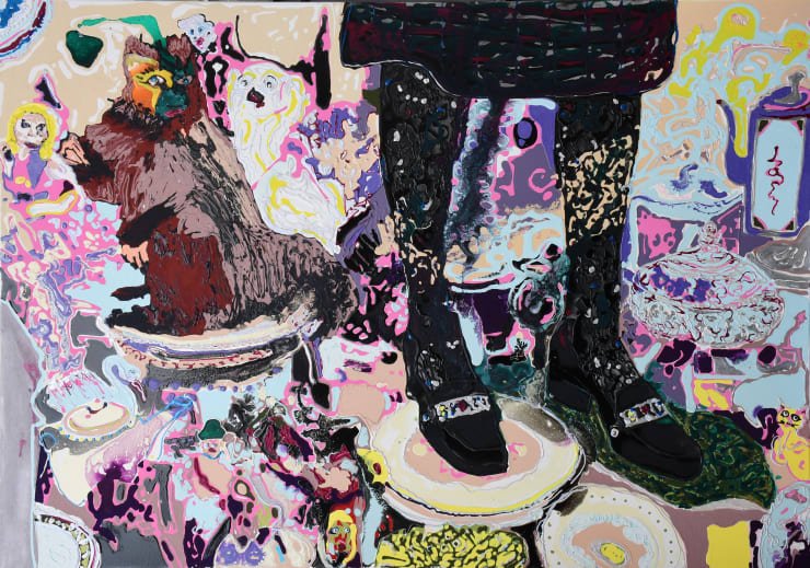 Rhiannon Salisbury Monkey Business, 2022 acrylic on cotton stretched canvas 120 x 170 x 4 cm