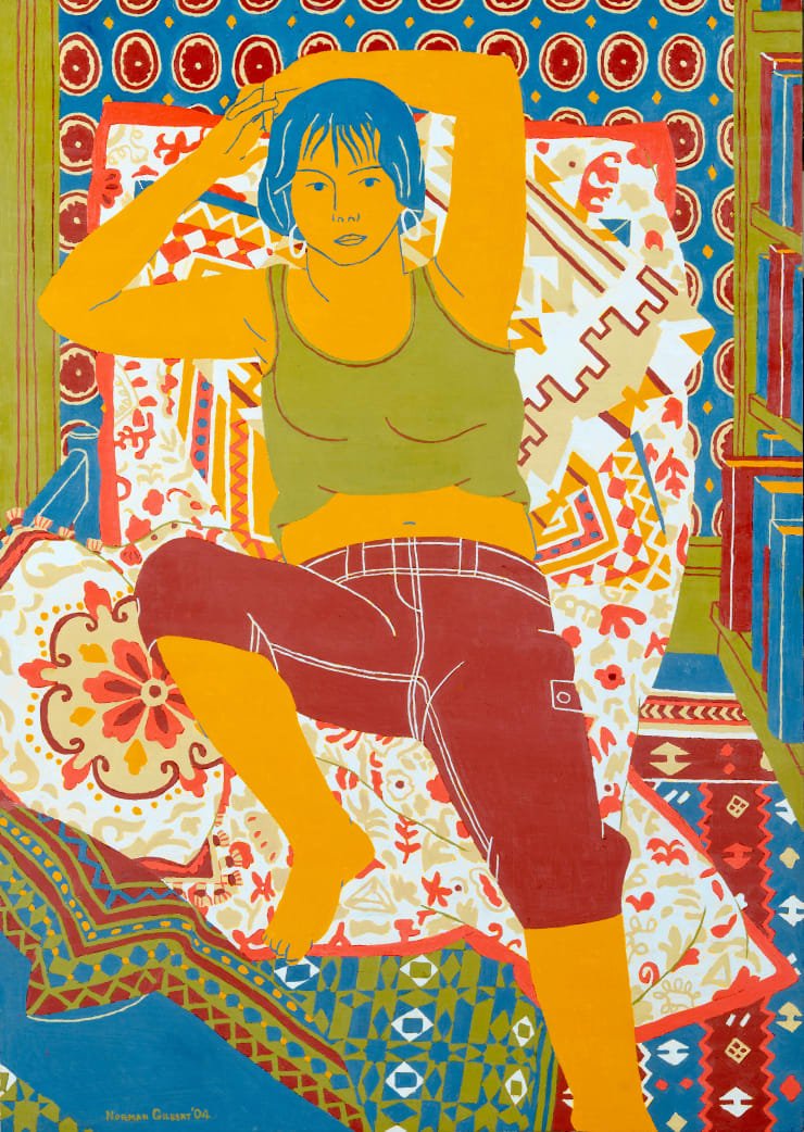 Norman Gilbert Patterned Quilt, 2004 Oil on Board 122 x 86 cm