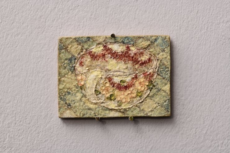 Plum Cloutman Remnants, 2023 Pastel, watercolour pencil and oil on paper mounted on board 6.5 x 4.5 cm