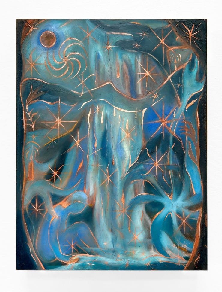 Margaret R Thompson Journey to the Inner Mind, 2022 Oil and wax on copper panel with etching on front and sides 22.9 x 17.8 cm 9 x 7 in