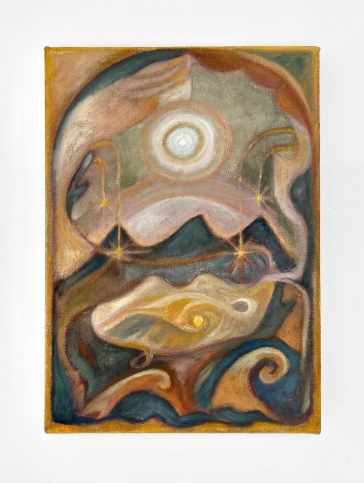 Margaret R. Thompson Murmuration, 2023 Oil, wax, mica on linen 35.6 x 25.4 cm 14 x 10 in